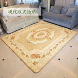 现代玫瑰花奢华欧美式环保珊瑚绒时尚复古正方形大地毯客厅满铺毯