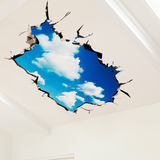 3D立体墙贴纸贴画房顶屋顶天花板客厅墙壁纸装饰自粘创意蓝天白云