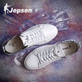 吉普森夏季男鞋全白色真皮网布拼接休闲鞋韩版潮学生板鞋透气鞋子