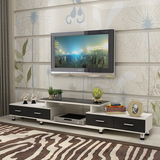 简约现代电视柜欧式伸缩卧室小户型钢化玻璃客厅电视机柜茶几组合
