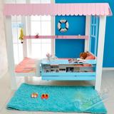 实木儿童床 色彩创意高架床带护栏 带学习写字台床多功能组合床