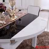 可收缩折叠小餐桌多功能餐桌椅组合饭桌子圆桌黑色钢化玻璃小户型
