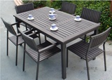 铝合金塑木户外休闲桌椅露天庭院花园室内外防水防晒餐桌餐椅组合