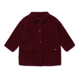 2015秋冬新韩国高端品牌外贸原单女童酒红色翻领羊绒外套大衣风衣