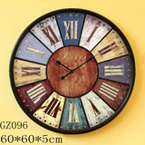 简约欧式地中海乡村田园复古壁钟表创意家居客厅装饰静音木质挂钟