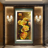 玫瑰花语 现代竖版有框油画手绘客厅玄关走廊装饰画背景墙壁挂画