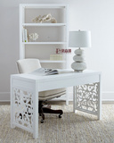 欧式白色简约书柜镂空雕花书桌置物架现代宜家时尚客厅书桌柜组合