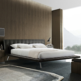 依多维 黑色真皮床1.8米现代双人床创意床个性时尚高档皮艺床包邮