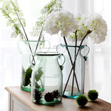 仿真花花瓶玻璃花瓶美式摆件新古典后现代客厅装饰玻璃花器包邮