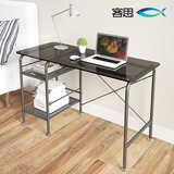 思客 钢化玻璃电脑桌 家用台式书桌书架组合 现代简约1.2米办公桌