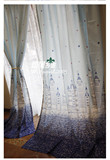 外贸韩国布料余单 儿童城堡星星淡蓝成品窗帘 可定制