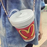 原宿风创意女包麦当劳可乐包链条包单肩斜挎包萌可爱字母水桶包
