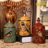 BRESH欧式糖果盒 美式陶瓷彩绘收纳盒储物罐 创意装饰摆件 特价