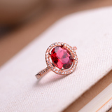 红宝石戒指天然巴西进口红碧玺戒指 玫瑰金镶嵌宝石指环