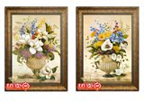 传远艺术 美式简约装饰画客厅油画 花卉静物油画手绘双联画14140