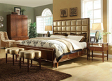 美式双人床 实木真皮床 简约现代2米大床高档卧室家具定制精品