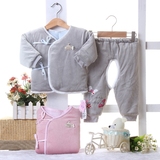 秋冬季纯棉0-3月婴儿棉衣宝宝套装男女儿童冬款衣服加厚外穿保暖