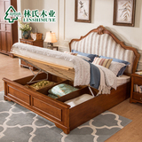 林氏木业美式乡村1.8米双人床1.5M软靠板式床结婚床主卧家具BN1A#