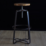 LOFT美式乡村复古铁艺实木吧台椅做旧螺旋升降椅吧台凳子椅子特价