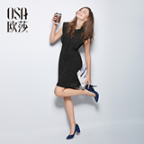 OSA欧莎2016夏季新品X经典造型显瘦小黑裙连衣裙女B13077