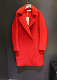 百丝BCVOGA专柜正品2015冬红色喜庆时尚中长款羊毛大衣B511KB0209