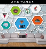 3D立体大型壁画客厅沙发卧室电视背景墙壁纸无缝 高清NBA篮球对标
