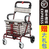 健喜老年人购物车代步车折叠座椅可坐可推四轮买菜休闲助步手推车