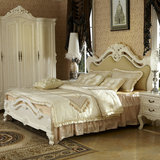 欧式床实木雕花床头层牛皮软靠高档婚床田园风格法式双人床1.8米