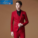 LXRXDD男士西服套装常规商务休闲纯色修身平驳领青年宴会男装8353