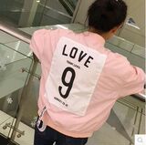 2016春装新款韩版BF风女装原宿后背名牌数字贴布袋子长袖薄外套女