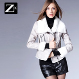 ZK2016冬装新款短款毛呢外套简约通勤修身纯色呢子大衣长袖女装潮