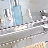 实用家用加厚不锈钢浴室毛巾架双杆带钩置物架挂衣浴巾架