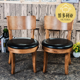 复古咖啡厅桌椅组合实木水曲柳西餐厅桌椅韩式休闲软包茶餐厅桌椅