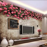 无缝大型壁画卧室客厅墙纸红蔷薇玫瑰和平祷文墙纸电视背景墙壁纸
