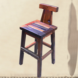 老船木家具简约吧椅高脚木质酒吧凳子实木前台椅靠背椅餐桌椅