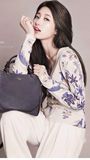 韩国东大门代购2015冬女酒店之王李多海同款气质花鸟印花针织开衫