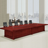 卓尔办公家具 实木贴皮红胡桃大型会议桌 油漆商务办公洽谈桌
