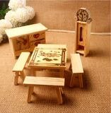 木制儿童过家家玩具套装小型迷你仿真木质家具玩具套装桌椅