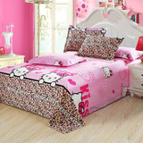 全棉单件床单 纯棉印花被单 女生卡通风格学生宿舍床用 豹纹粉色