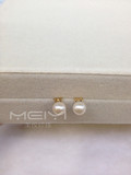 【M】美国进口14K注金耳钉6.5-7mm正圆珍珠耳钉 包邮