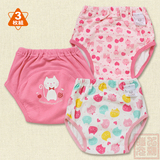日本代购 西松屋 婴儿男女宝宝3层训练裤 3枚组 80-100码6色可选