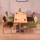 简约现代肯德基小吃奶茶甜品店咖啡西餐厅桌椅组合实木餐桌椅批发