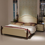 全实木床楸木地中海床欧美式白色1.8米双人床高箱储物公主婚床