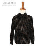 特价JBANS韩国韩版秋季女式童装圆点长袖修身蝴蝶圆领保暖衬衫