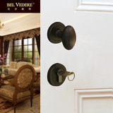 贝尔维帝铜锁简约欧美式全纯铜分体锁中式门把手卧室内房门锁