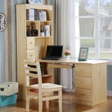 实木书桌自由组合书柜松木成人大电脑桌书架写儿童写字台桌椅