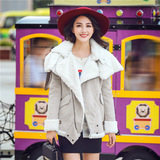 2015冬装欧美韩版新款女装时尚加厚棉衣大码翻毛领棉服棉袄外套