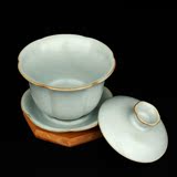 陶瓷盖碗 天青色汝窑三才碗 瓷器功夫茶具泡茶杯个人泡茶壶泡茶碗