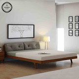 全实木橡木床 日式榻榻米床软靠背床 1.8单双人床简约北欧床卧室