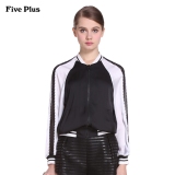 Five Plus2016新品女夏装雪纺拼接棒球款宽松长袖外套2HM2040560
